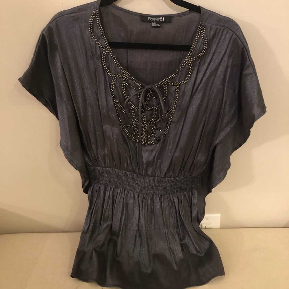 FOREVER 21 beaded peplum top